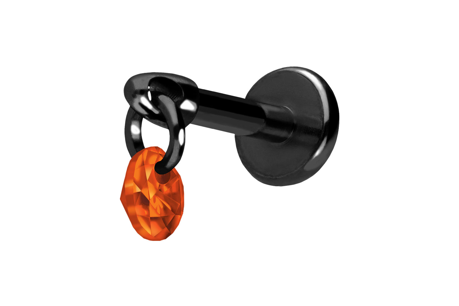 Titan Labret Piercing mit Push Fit RUNDER KRISTALL